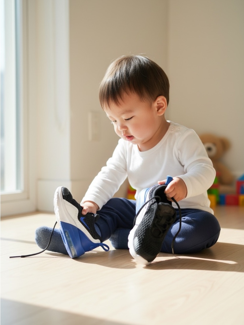 Nike Kids Black and Blue Slip-On Sneakers with White Midsole Size 9C - Picture 2 of 11